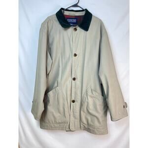 Lands' End Men's Tan Flannel Lined Jacket - Size Large Tall